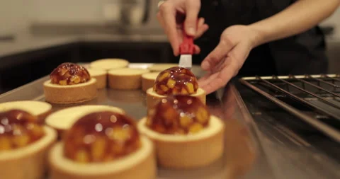 Tartlets on the table of a professional confectioner Stock Footage 262213374
