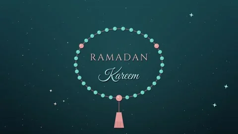 Tasbih prayer beads forming a ring around Ramadan Kareem text animation 4K Stockbeeldmateriaal 348702907