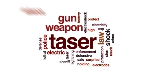 Taser animated word cloud, text design animation. Stock Footage