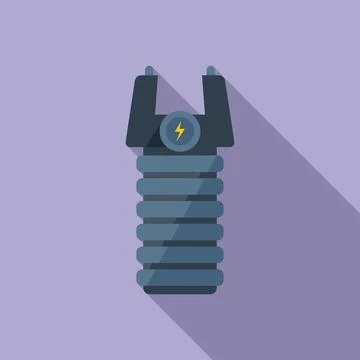 Taser security icon flat . Stun police Stock Illustration