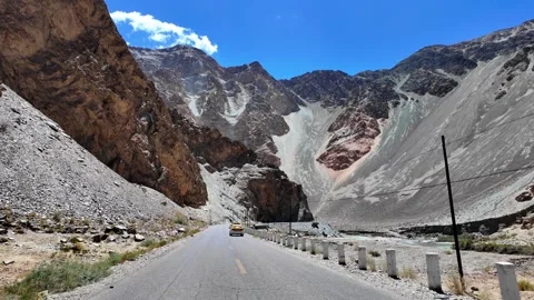 Tasha Ancient Road through the remote mountains of Xinjiang, China Stock Footage 342721798