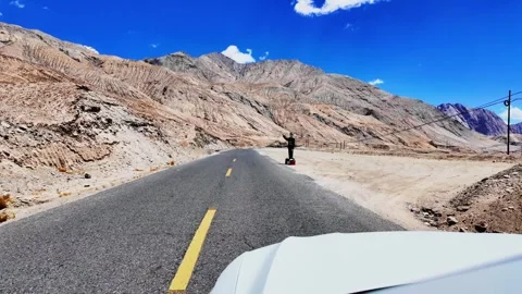 Tasha Ancient Road through the remote mountains of Xinjiang, China Stock Footage 342721978