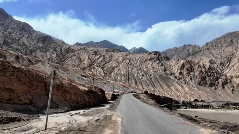 Tasha Ancient Road through the remote mountains of Xinjiang, China Stock Footage 342722586