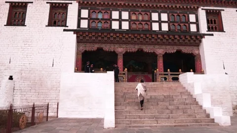 Tashichho Dzong which is Buddhist monastery and fortress in Thimphu, Bhutan Stock Footage 236009831