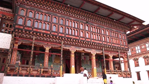 Tashichho Dzong which is Buddhist monastery and fortress in Thimphu, Bhutan Stock Footage 236010059