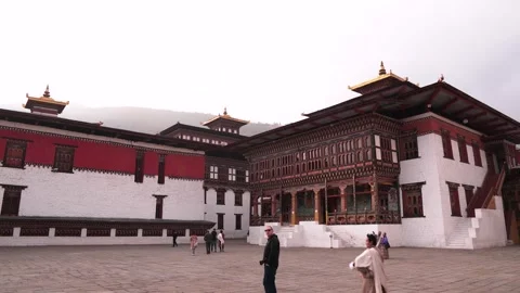 Tashichho Dzong which is Buddhist monastery and fortress in Thimphu, Bhutan Stock Footage 236010135