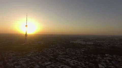 Tashkent TV tower at sunset Stock Footage 161444730