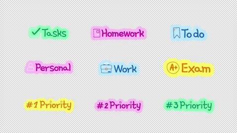 Task and priority doodle stickers animation pack Stock Footage 334659889