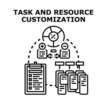 Task and resource customization process concept adapting development Stock Illustration