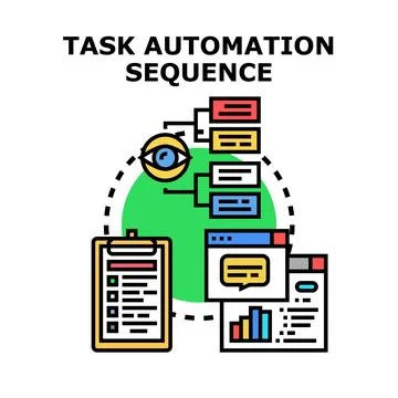 Task automation sequence managing business process workflow solution Stock Illustration