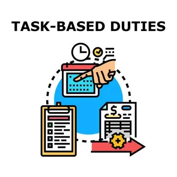 Task based duties creating workflow and financial management Stock Illustration