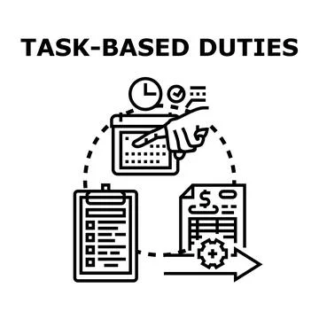 Task based duties creating workflow and financial management Stock Illustration