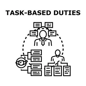 Task based duties delegating business process responsibility Illustrazione stock
