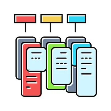 Task batching time management color icon vector illustration Illustrazione stock