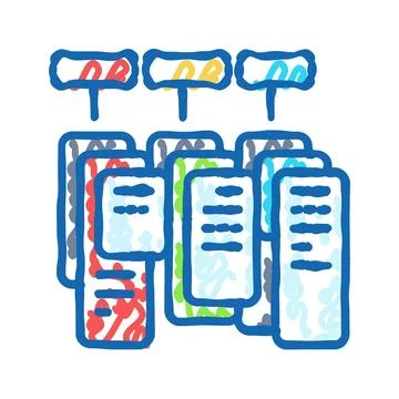Task batching time management icon doodle illustration Stock Illustration