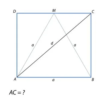 Task for calculating the diagonal of a rectangle Stock Illustration