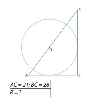 Task for calculating the radius of a circle 스톡 일러스트