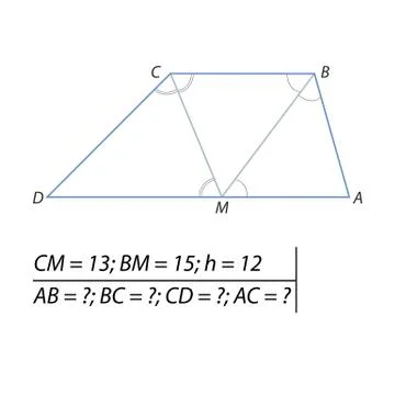 Task for calculating the sides of a trapezoid Stock Illustration