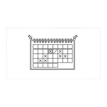 Task calendar with checkmarks and crosses line art icon vector illustration Stock Illustration