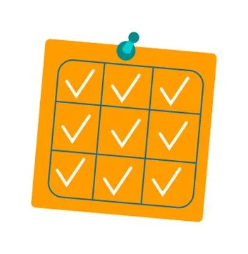 Task cards attached to board using pins Stock Illustration
