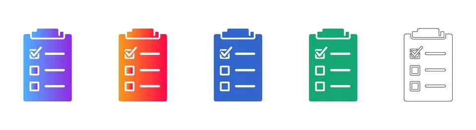 Task Checklist Clipboard Icon Set Stock Illustration