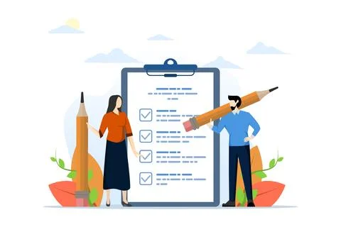 Task checklist concept, clipboard with task list tick mark. Stock Illustration