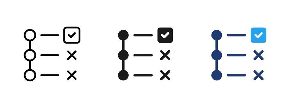Task checklist icon with check and cross marks showing completed and pendin.. Illustrazione stock