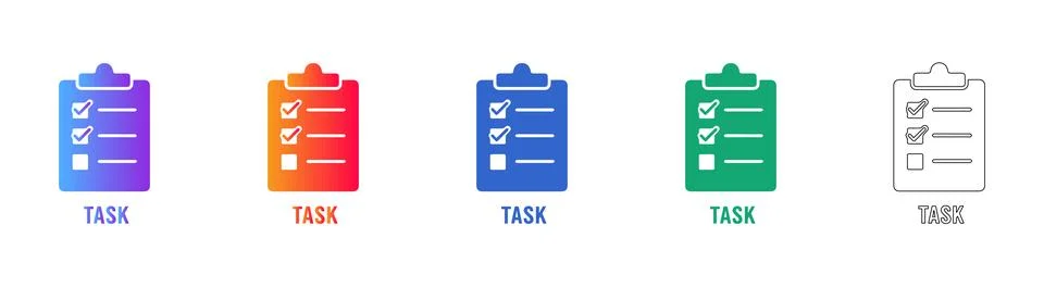 Task Checklist Icons in Colorful Gradient and Line Art Illustrazione stock
