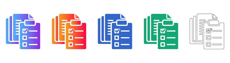 Task Checklist Icons with Multiple Documents Stockillustratie