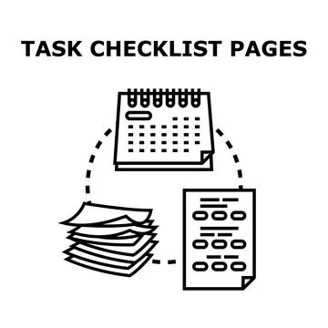 Task checklist pages planning and management process Stock Illustration