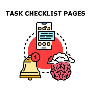 Task checklist pages planning with mobile notifications Stock Illustration
