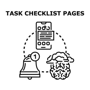 Task checklist pages planning with mobile notifications Stock Illustration