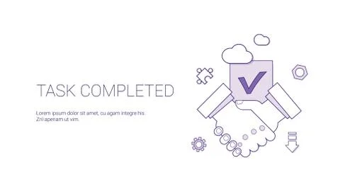 Task Completed Web Banner With Copy Space Business Agreement Success Concept Stock Illustration