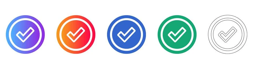 Task Completion Checkmark Icon Set Stock Illustration