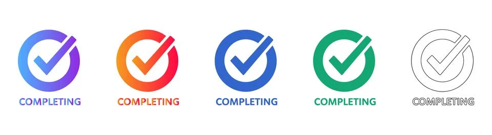 Task Completion Checkmark Icon Set 스톡 일러스트