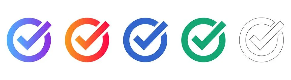 Task Completion Checkmark Icon Set Stock Illustration