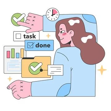 Task completion concept. Flat vector illustration. イラスト素材