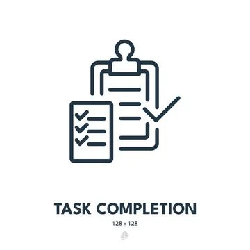 Task Completion Icon. Checklist, Agenda, Schedule. Editable Stroke Illustrazione stock