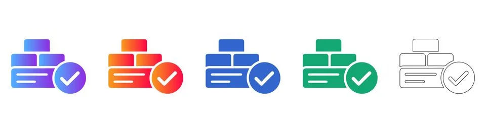 Task Completion Icons with Checkmark and Blocks Stock Illustration
