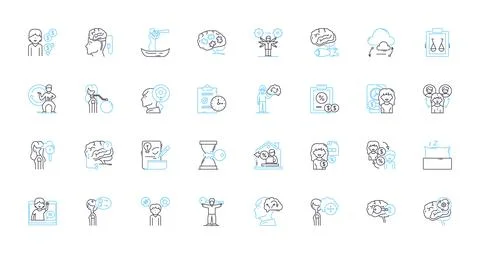 Task completion linear icons set. Achievement, Accomplishment, Success Stock Illustration