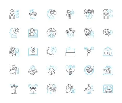 Task completion linear icons set. Achievement, Accomplishment, Success Stock Illustration