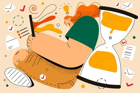 Task completion, successful planning and time management concept. Stock Illustration