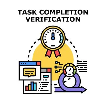 Task completion verification illustrating project management and quality co.. Stock Illustration