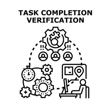 Task completion verification process concept vector illustration Illustrazione stock