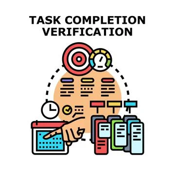 Task completion verification project planning process Stock Illustration