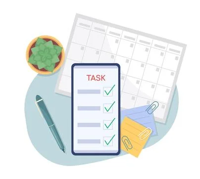 Task control mobile app 2D vector isolated illustration Stockillustratie