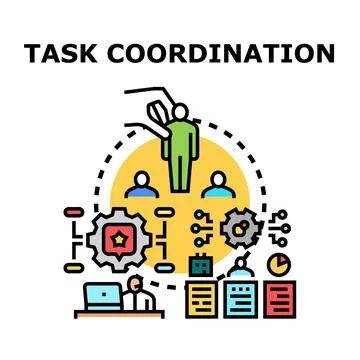 Task coordination and business workflow management concept Stock Illustration