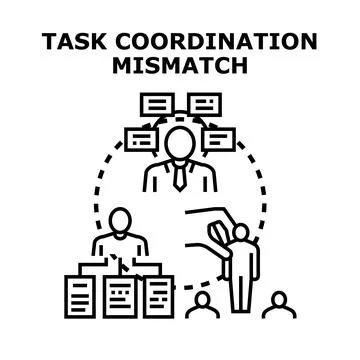 Task coordination mismatch creating organizational challenges vector art Stock Illustration