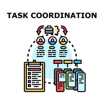 Task coordination process organizing team workflow management Stock-Illustration