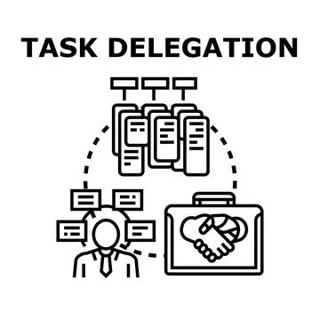 Task delegation process assigning business responsibilities Stock Illustration